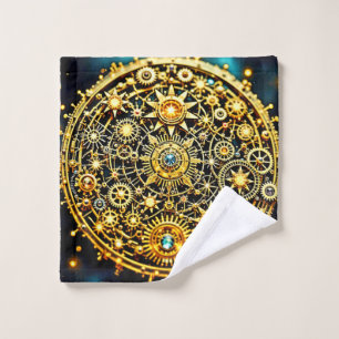 Golden Clockwork Celestial Art Bath Towel Set