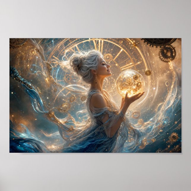 Golden Clockwork Reverie Fantasy Poster (Front)