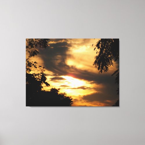 Golden Clouded Sunrise Wrapped Canvas Print