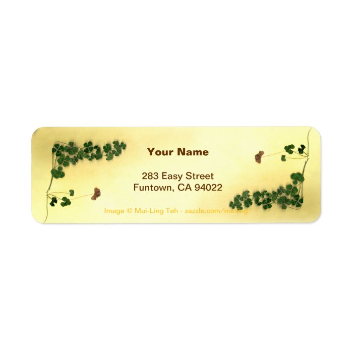 Golden Clover Dreams Custom Return Address Labels