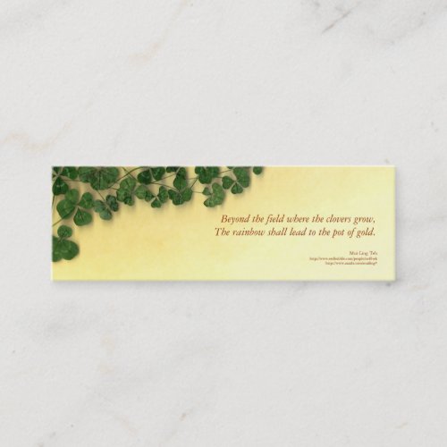 Golden Clover Dreams poetry bookmark Mini Business Card
