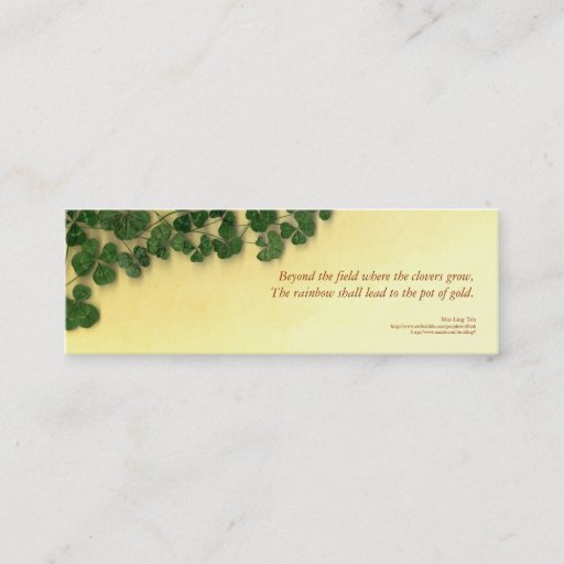 Customizable Golden Clover Dreams poetry bookmark Business Card Template