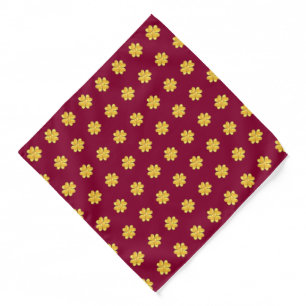 Golden Clover Pattern on Burgundy Bandana