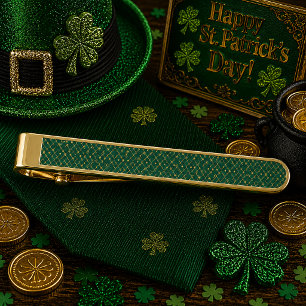 Golden Clovers Emerald Sky Gold Finish Tie Bar