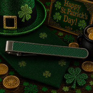 Golden Clovers Emerald Sky Gunmetal Finish Tie Bar