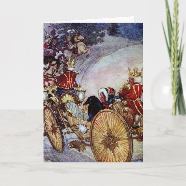 Golden Coach Fine Art Illustration Greeting Card (Front)