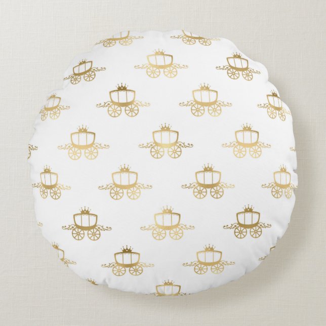 Golden Coaches Cinderella Princess Royal Magic Round Pillow (Front)