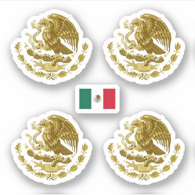 Golden coat of arms of Mexico Sticker (Front)