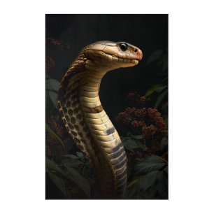 Golden Cobra in Dark Jungle – Exotic Snake Acrylic Print