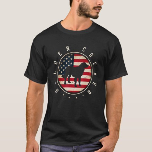 Golden Cocker Retriever Usa Flag 4th July Dog Mom  T_Shirt