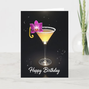 Golden Cocktail Birthday Card