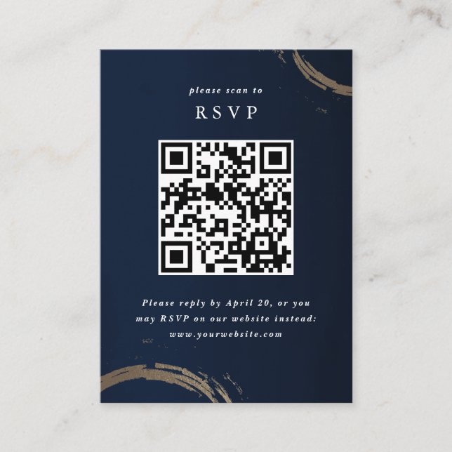 Golden cocktail rings RSVP with QR code Enclosure Card (Front)