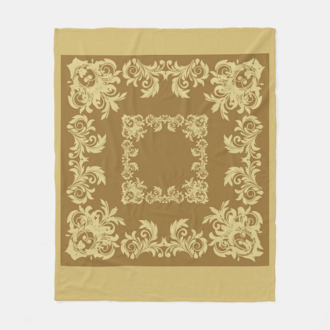 Golden Coffee Square Fleece Blanket (Front)