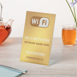 Golden Color Custom Wifi Network Password Pedestal Sign