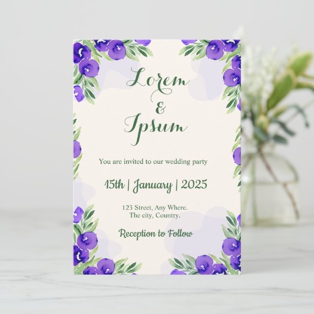 Golden Color Simple wedding invitations card (Standing Front)