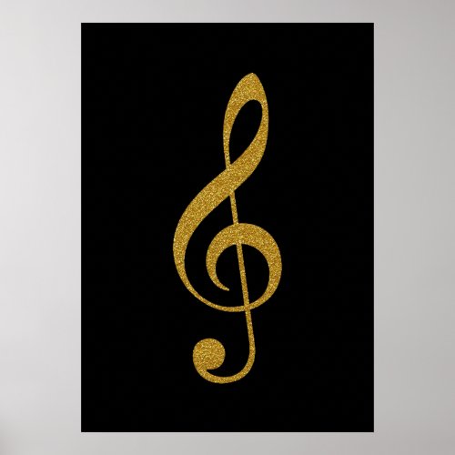 golden_color treble clef music poster