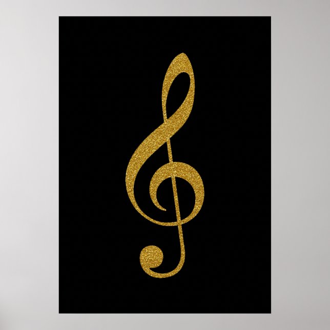 golden-color treble clef music poster (Front)