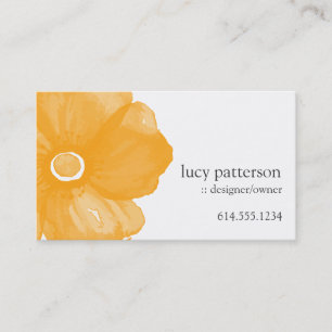 Golden Color Watercolor Flower Business Cards