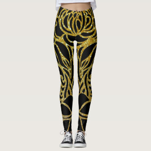 Golden Color Zebra Retro Animal Print Leggings