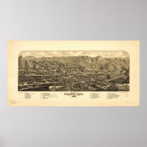 Golden Colorado 1882 Panoramic Map Poster