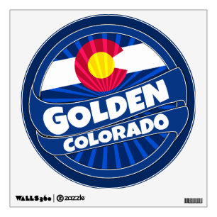 Golden Colorado flag burst wall decal