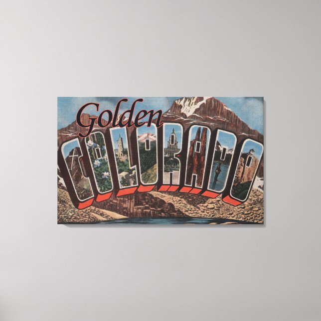 Golden, Colorado - Large Letter Scenes Canvas Print (Front)