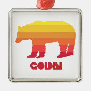 Golden Colorado Rainbow Bear Metal Ornament