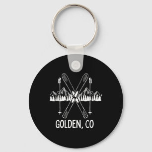 Golden Colorado Rocky Mountains Co Skiing Snowboar Keychain