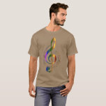 Golden Colorful Treble Clef Music Notes Swirl T-shirt at Zazzle