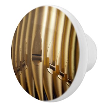 Golden-coloured Organ Pipes Ceramic Drawer Pull by organs at Zazzle