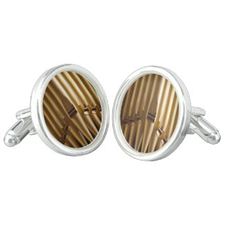 Golden coloured organ pipes cufflinks