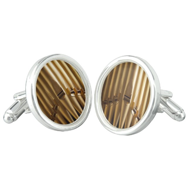 Golden coloured organ pipes cufflinks (Angled)