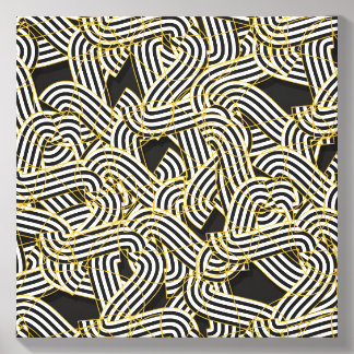 Golden Colours Zebra Stripes Maze Pattern  Canvas Photo Tile