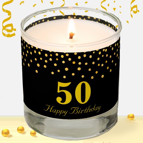  Golden Confetti 50th Birthday on Black Scented Candle