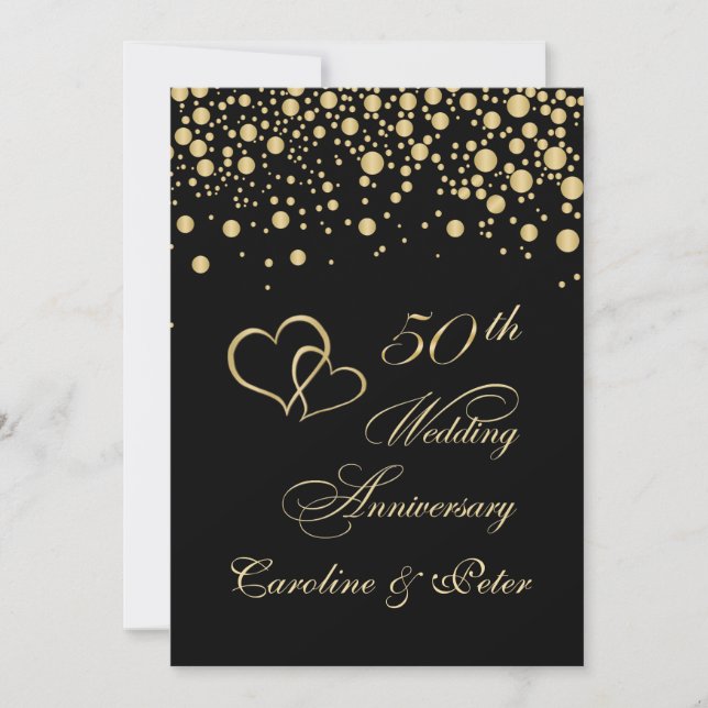 Golden confetti 50th Wedding Anniversary Invite (Front)
