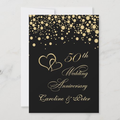 Golden confetti 50th Wedding Anniversary Invite