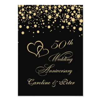 Golden confetti 50th Wedding Anniversary Invite