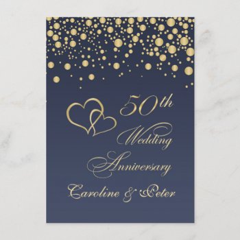 Golden Confetti 50th Wedding Anniversary Invite by IrinaFraser at Zazzle