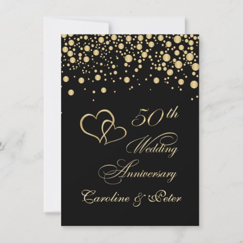 Golden confetti 50th Wedding Anniversary Invite