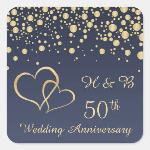 Golden confetti 50th Wedding Anniversary Sticker