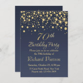 Golden confetti 70th Birthday Party Invitation (Front/Back)