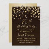 Golden confetti 75th Birthday Party Invitation (Front/Back)