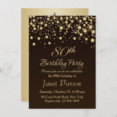 Golden confetti 80th Birthday Party Invitation (Front/Back)