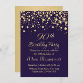 Golden confetti 90th Birthday Party Invitation (Front/Back)