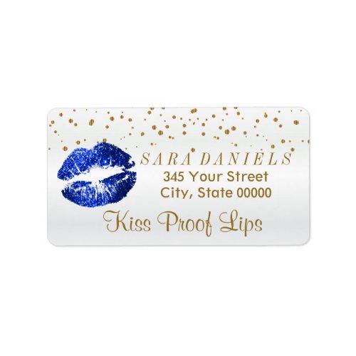 Golden Confetti  Blue Glitter Lips Label
