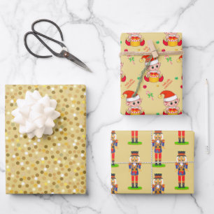 Golden Confetti, Christmas Elf, Nutcracker Wrapping Paper Sheets