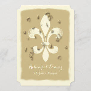 Golden Confetti Fleur de Lis event Invitation