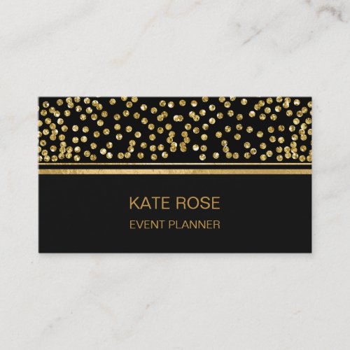 Golden Confetti Glam Golden Black  Vip Business Card