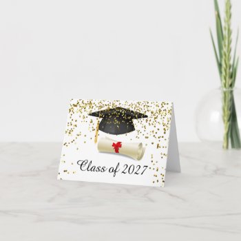 Golden Confetti  Mortar  Diploma Graduation Card by IrinaFraser at Zazzle