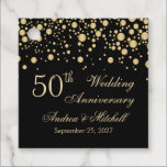 Golden confetti on black 50th Wedding Anniversary Favor Tags<br><div class="desc">50th Wedding Anniversary favor tag with golden confetti pattern on a black background</div>